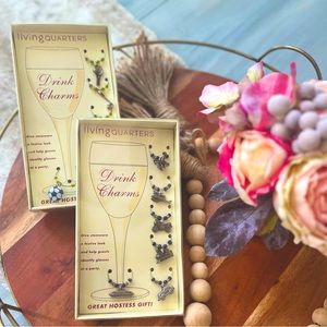 Living Quarters Wine Glass Charms Hostess Gift Set 12 Travel Sports